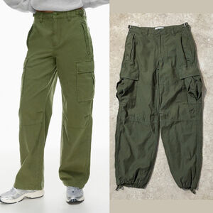 Aritzia TNA Green Supply Cargo Pants Women’s Size 6 Mid Rise Pockets Adjustable